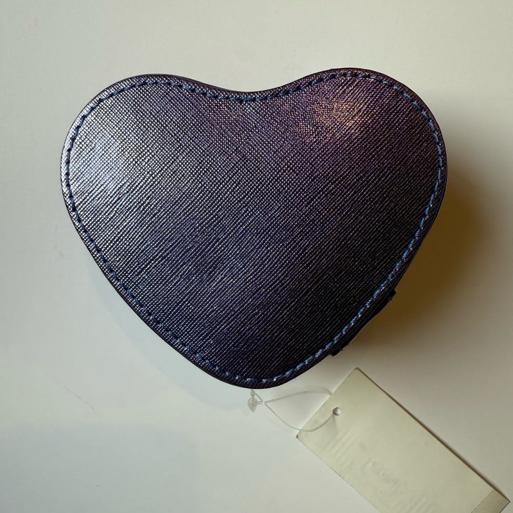 Stella & Max Blue Heart-Shaped Compact Jewelry Box